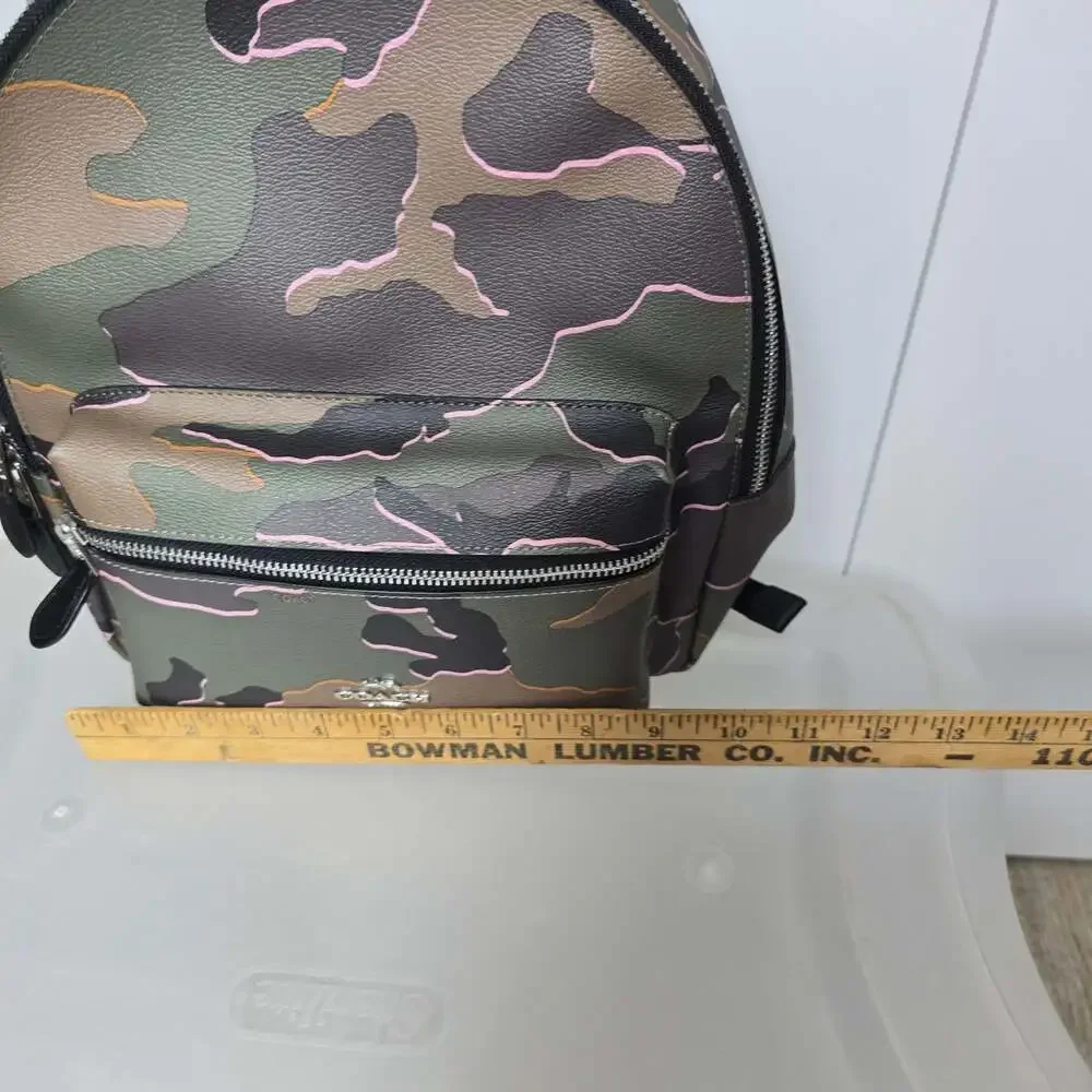 Coach Medium Charlie Backpack in Green and Brown Camouflage with Matching Wallet